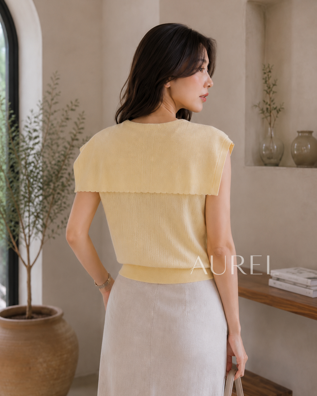Serena Sailor Knit Top (Yellow）