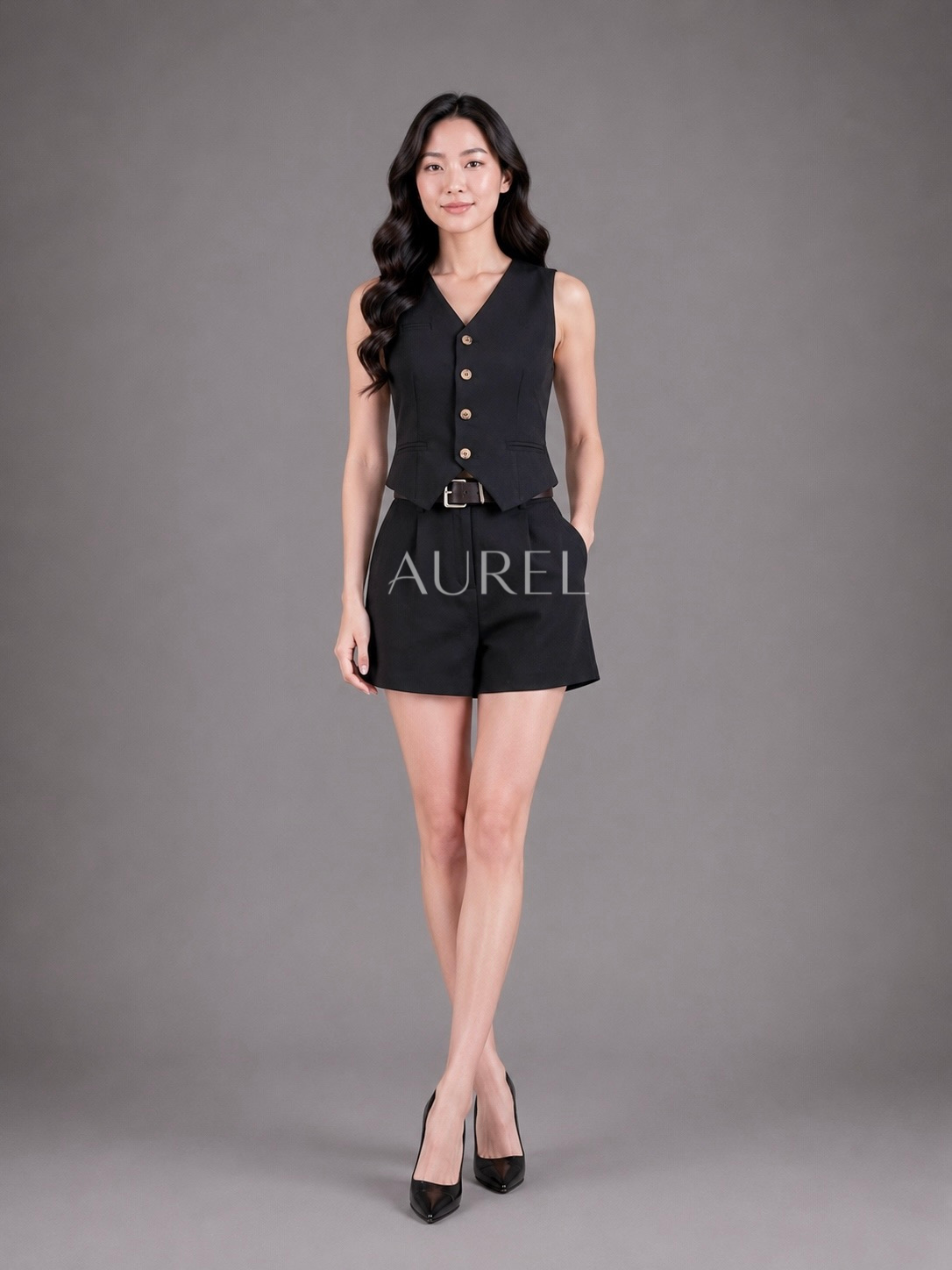 C2960 Colette Vest Set (Black)