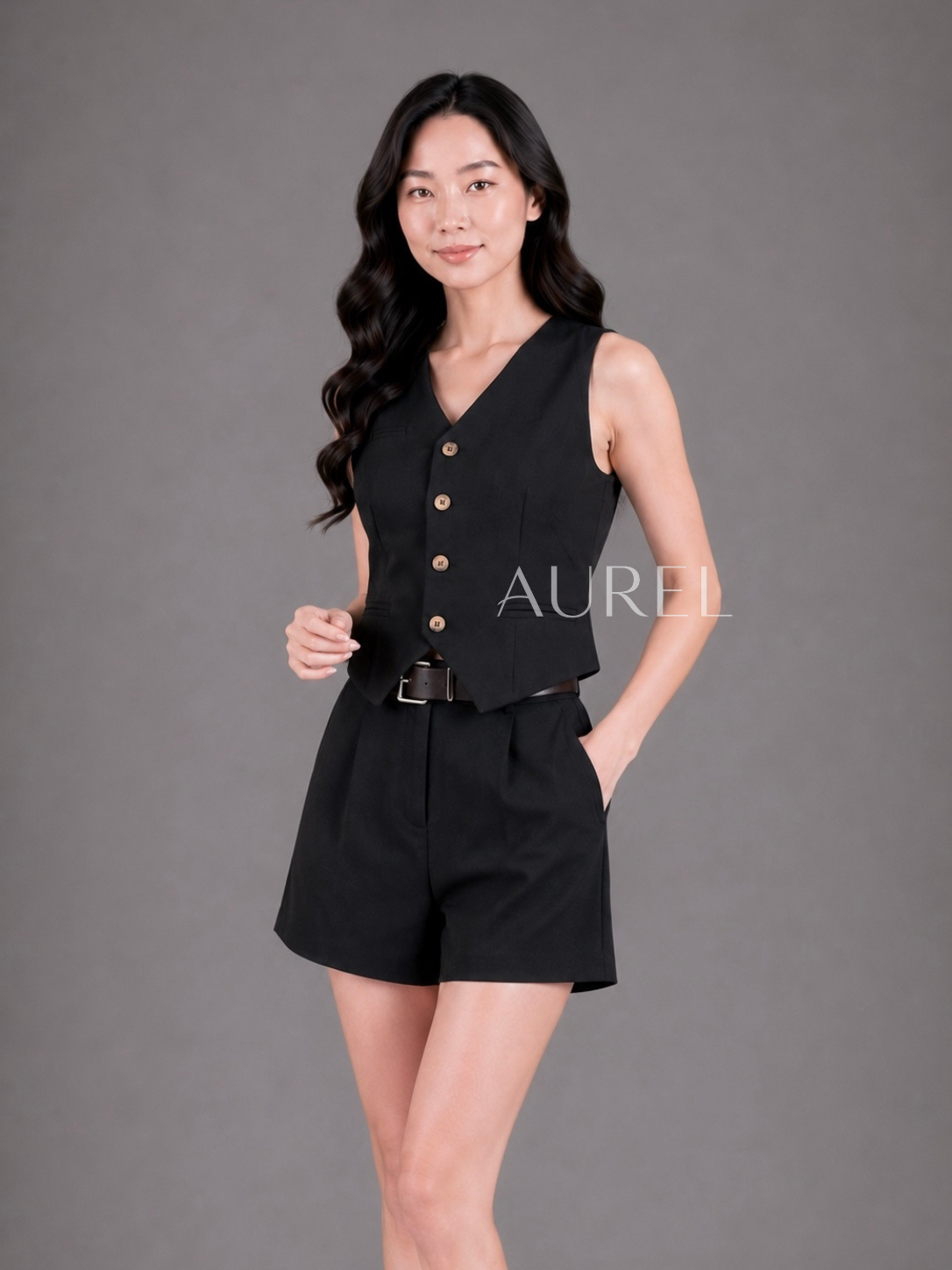 C2960 Colette Vest Set (Black)