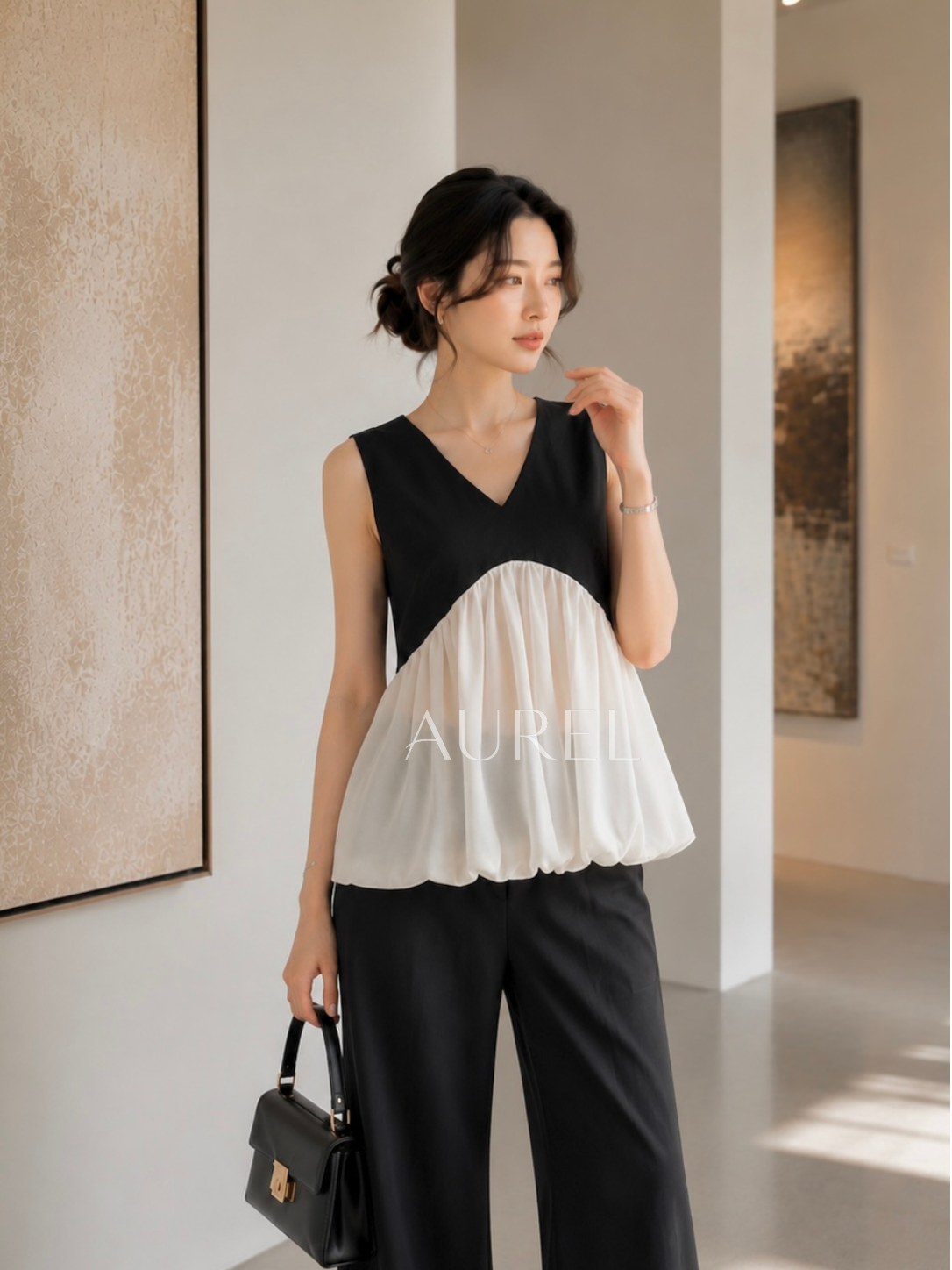 M8101 Elodie Chiffon Layered Set (Black)
