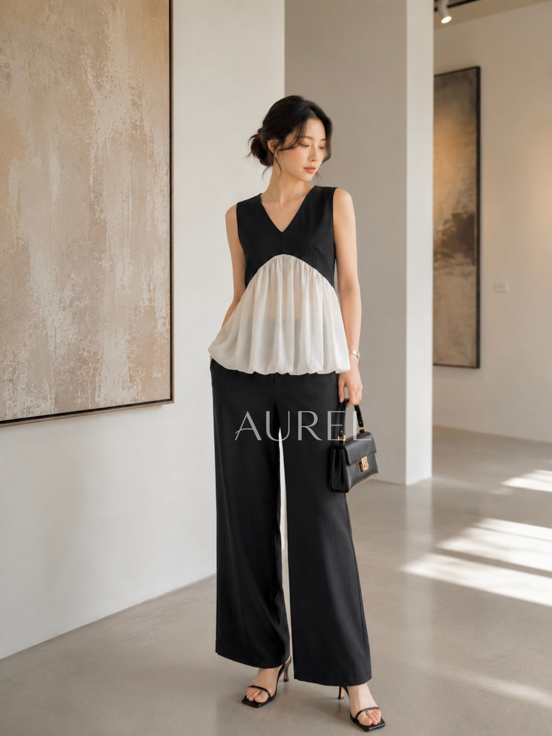M8101 Elodie Chiffon Layered Set (Black)