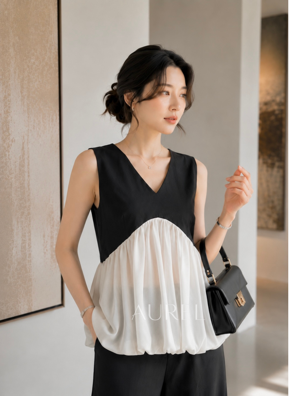 M8101 Elodie Chiffon Layered Set (Black)