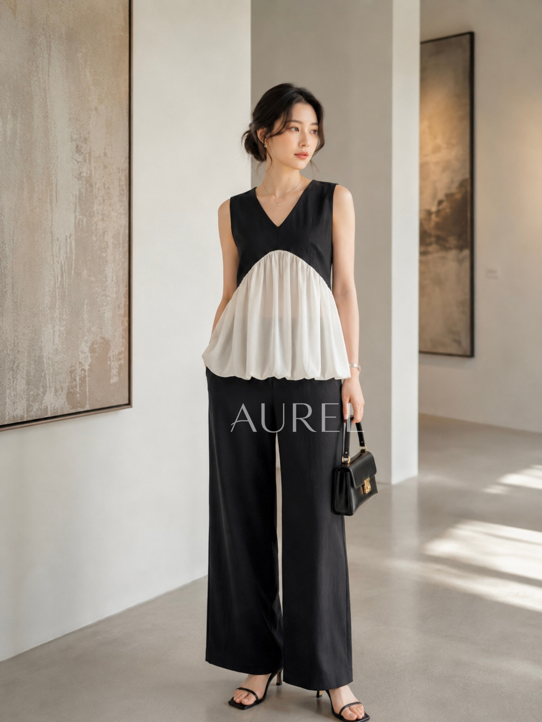 M8101 Elodie Chiffon Layered Set (Black)