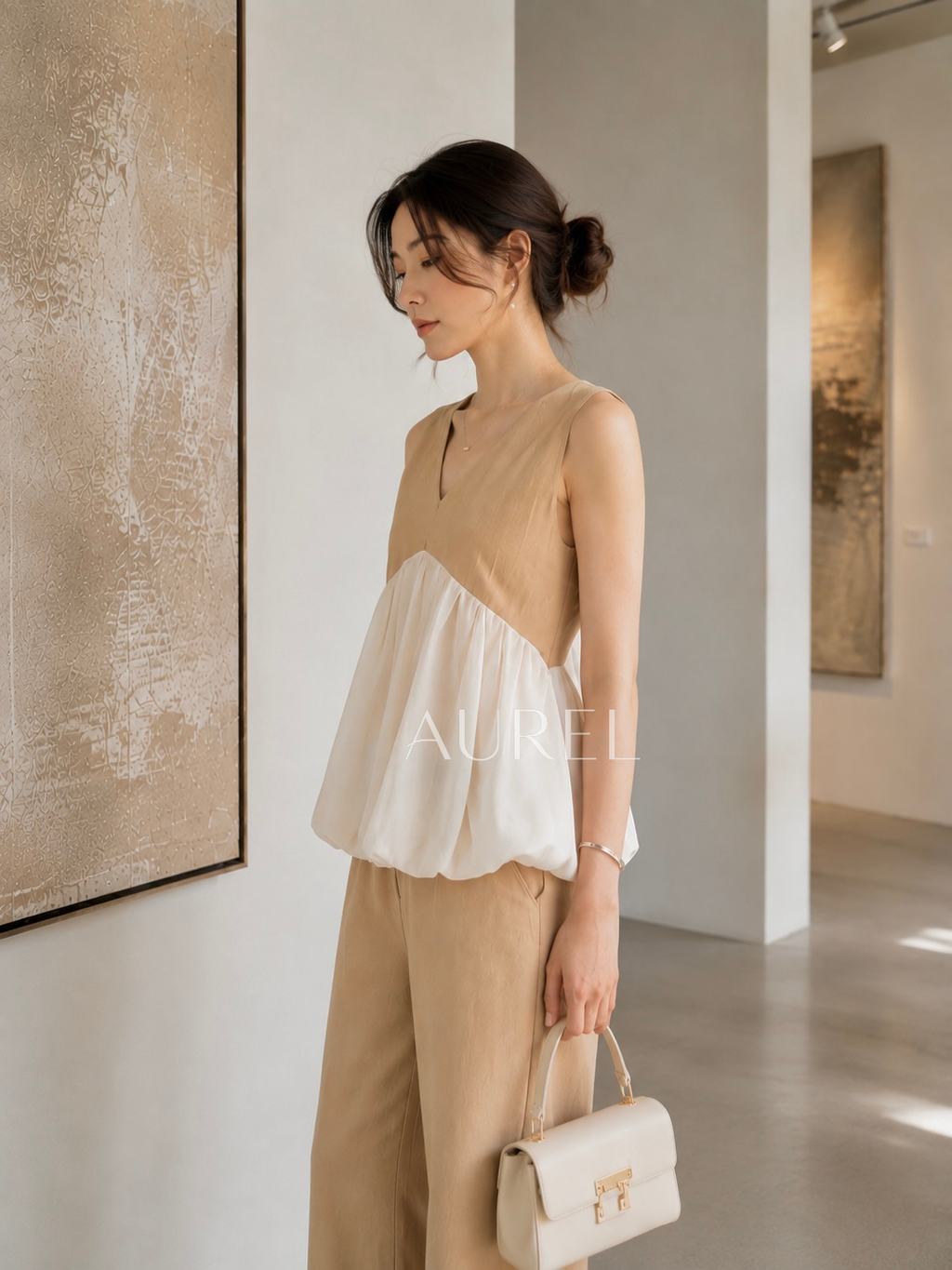 M8101 Elodie Chiffon Layered Set (Beige)