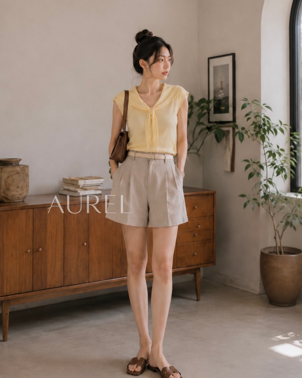 Serena Sailor Knit Top (Yellow）
