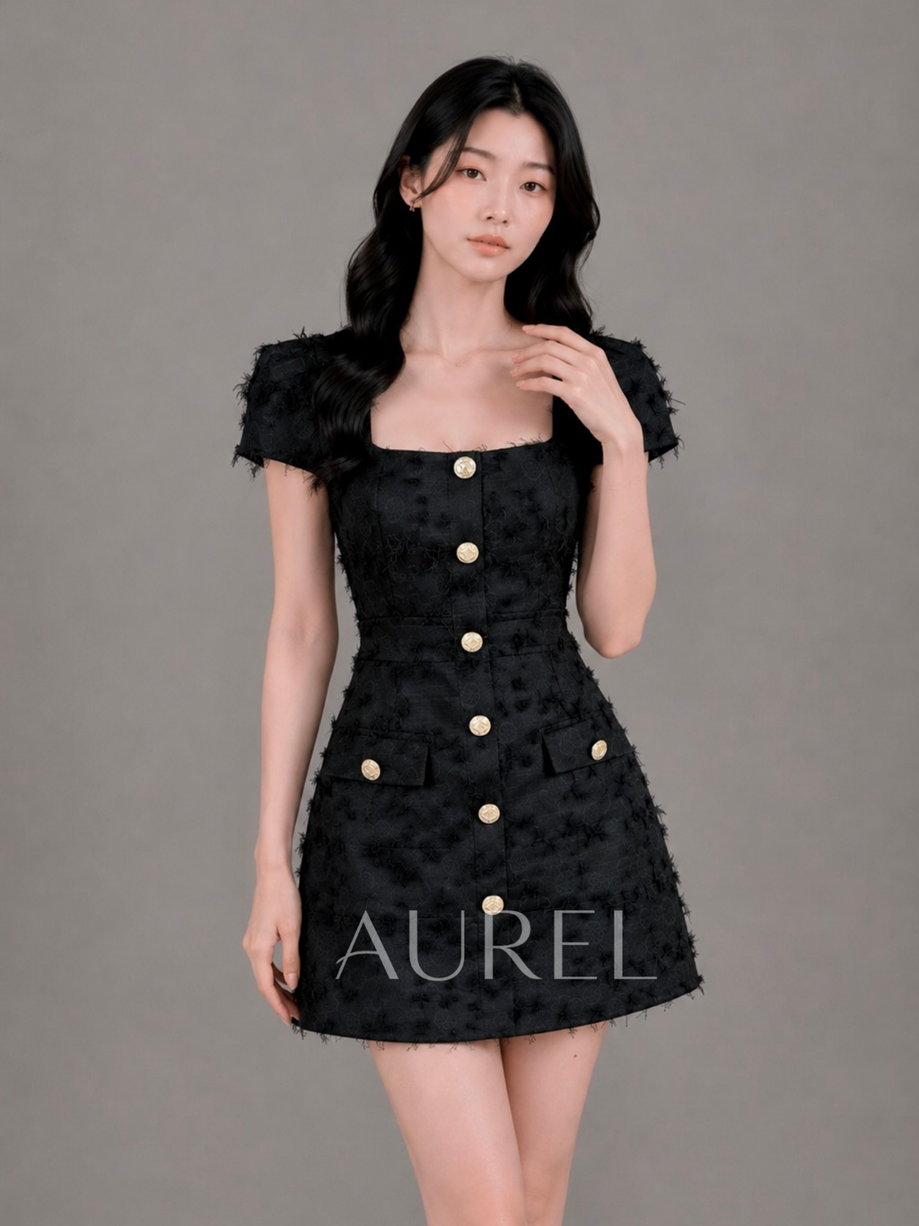 M8062 Elodie Textured Dress (Black)