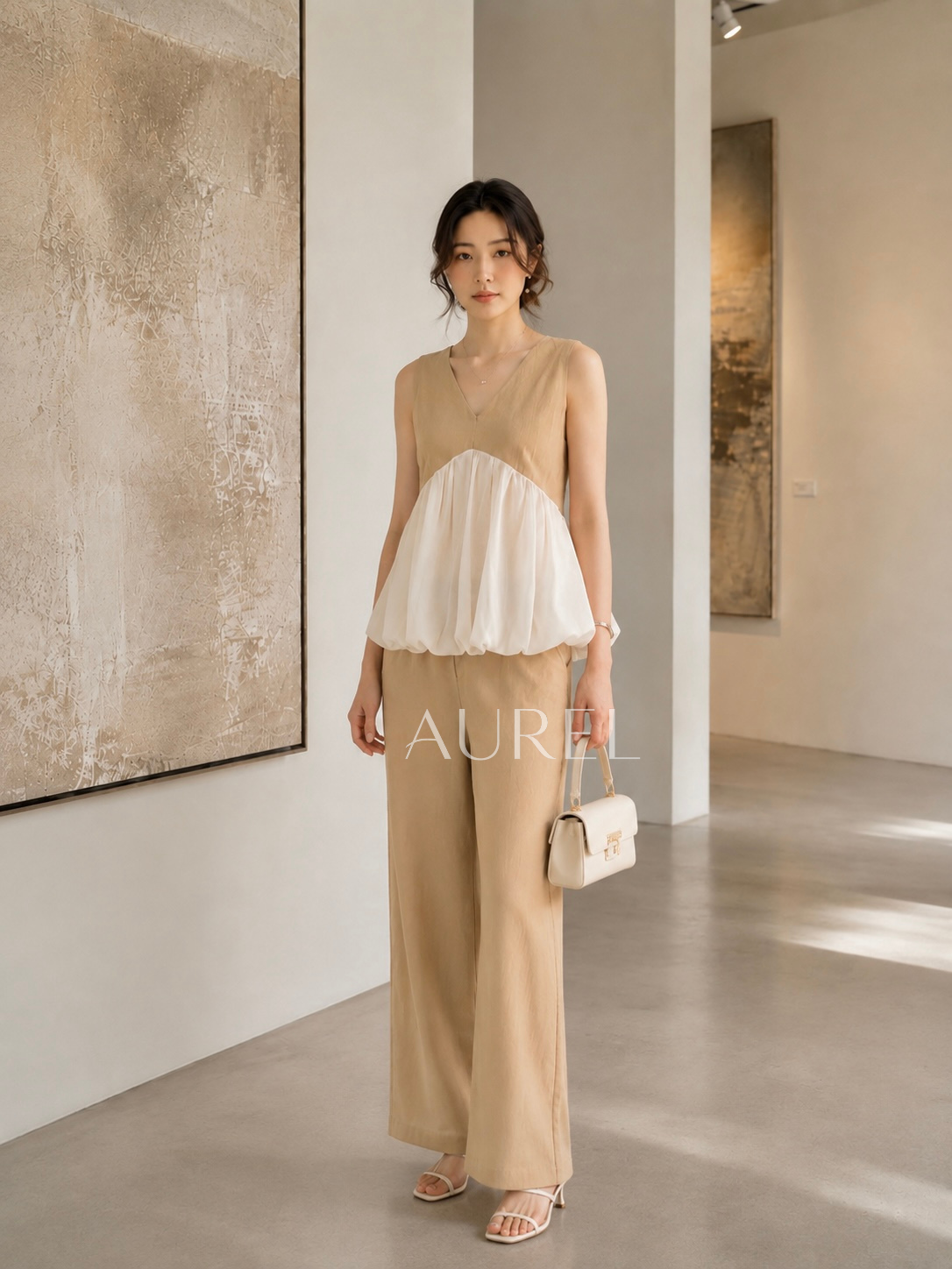M8101 Elodie Chiffon Layered Set (Beige)