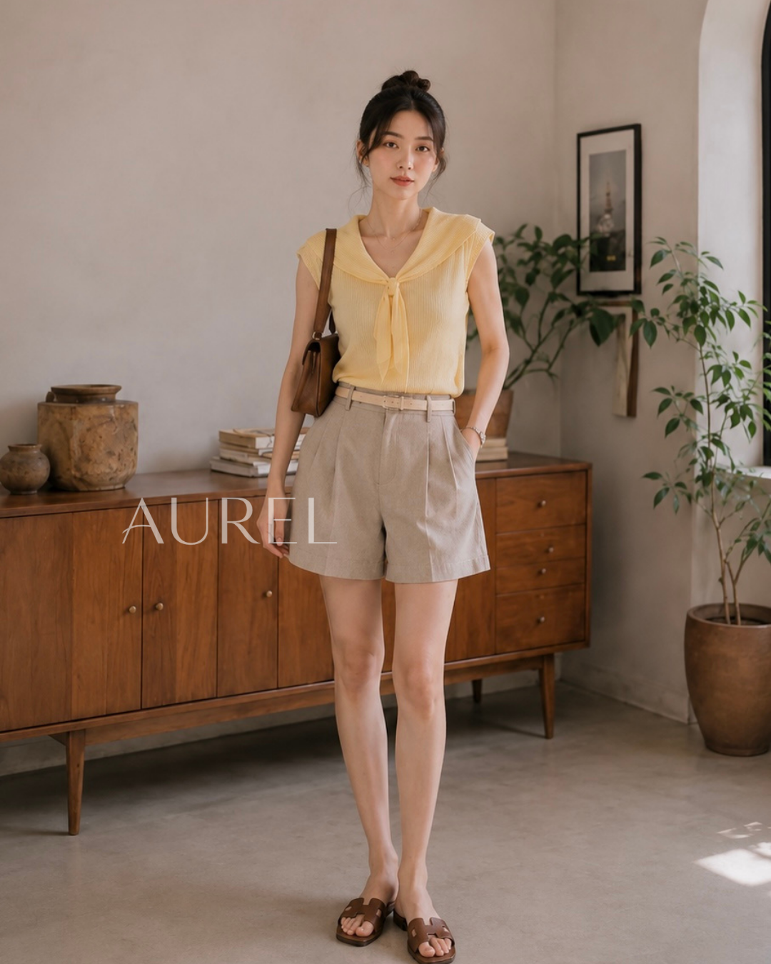 Serena Sailor Knit Top (Yellow）