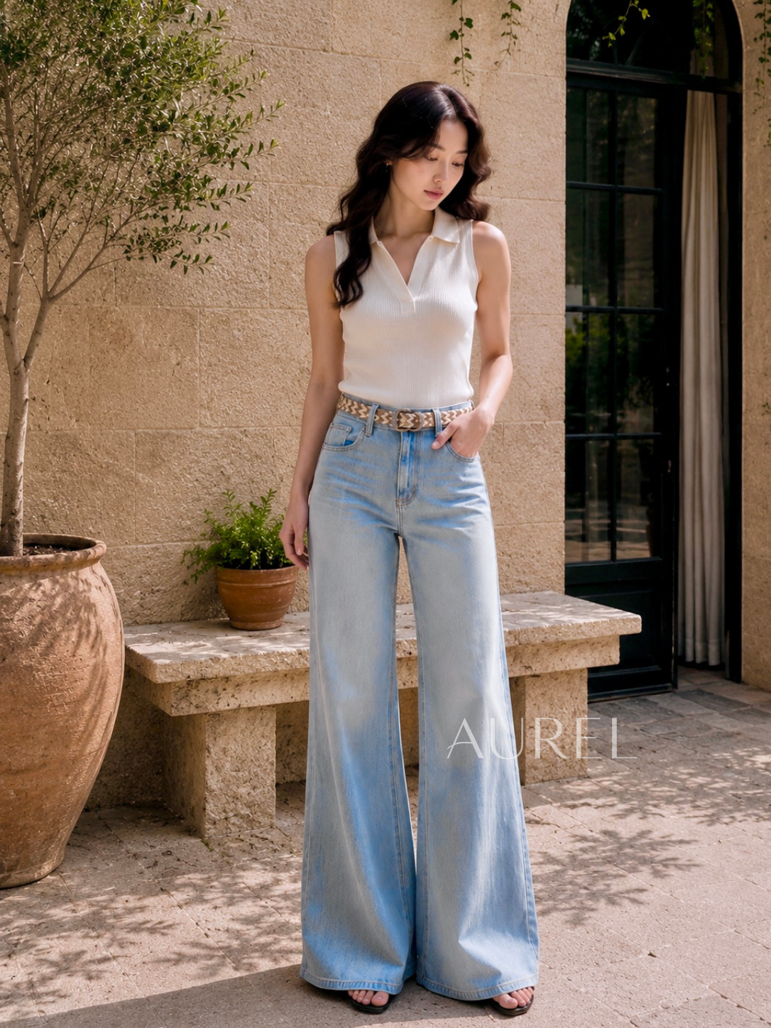ZL21333 Aurora Light Wash Flare Jeans