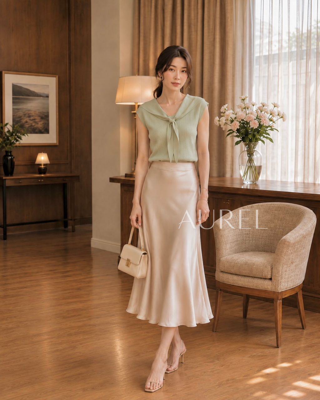 Serena Sailor Knit Top (Sage）