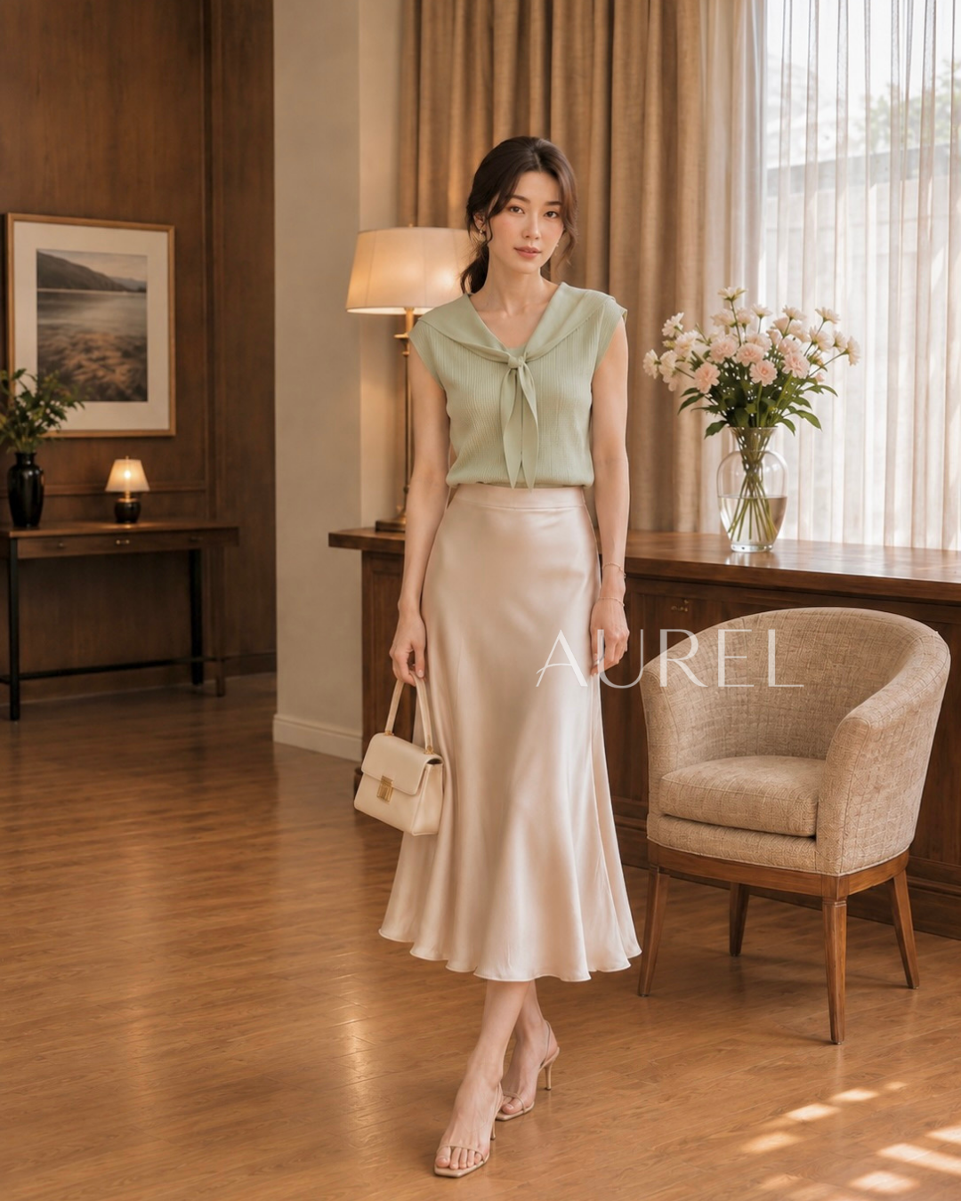 Serena Sailor Knit Top (Sage）