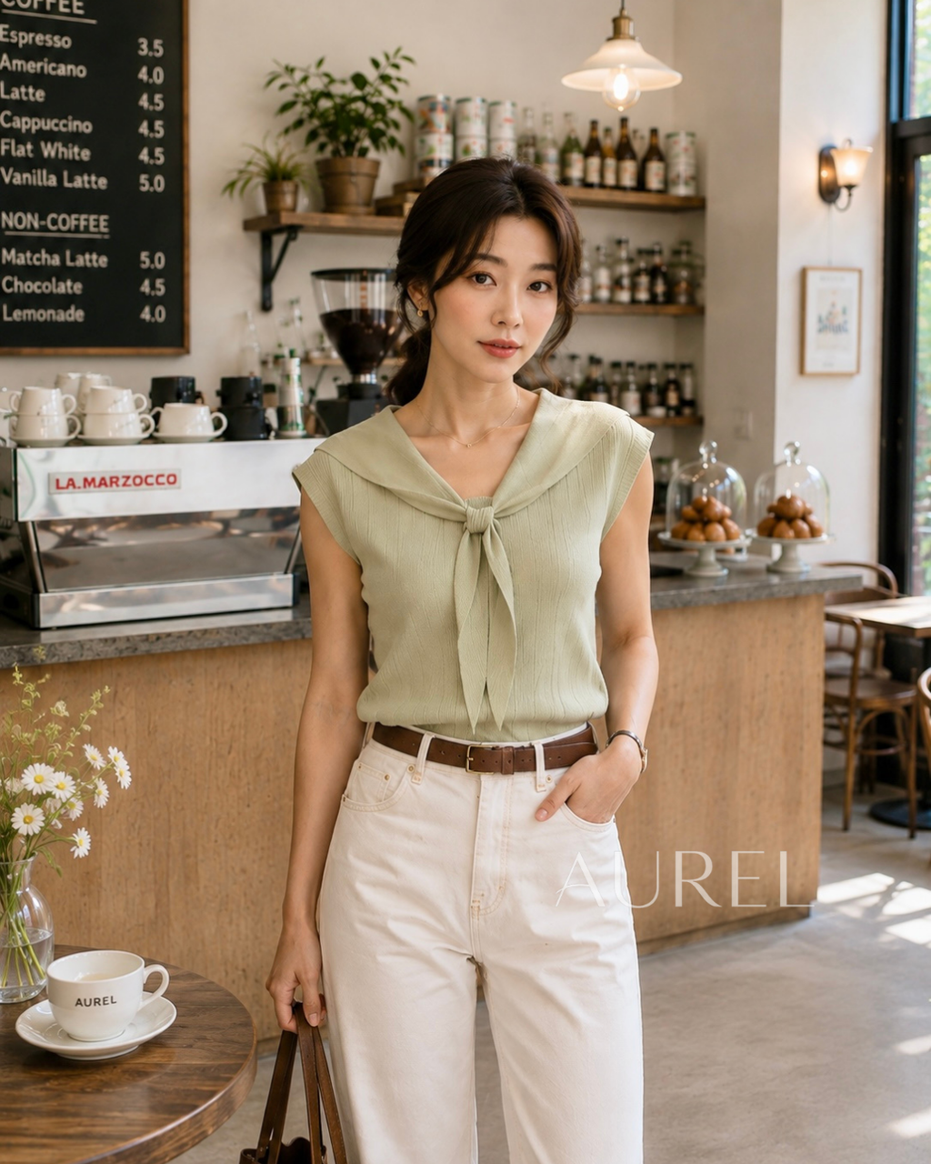 Serena Sailor Knit Top (Sage）
