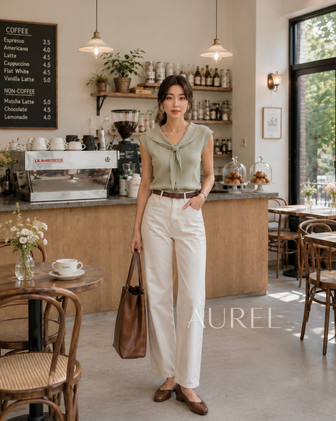 Serena Sailor Knit Top (Sage）