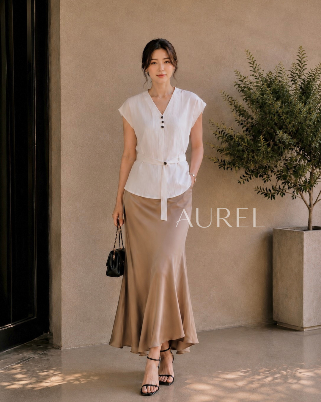 Elise Belted Blouse (White)