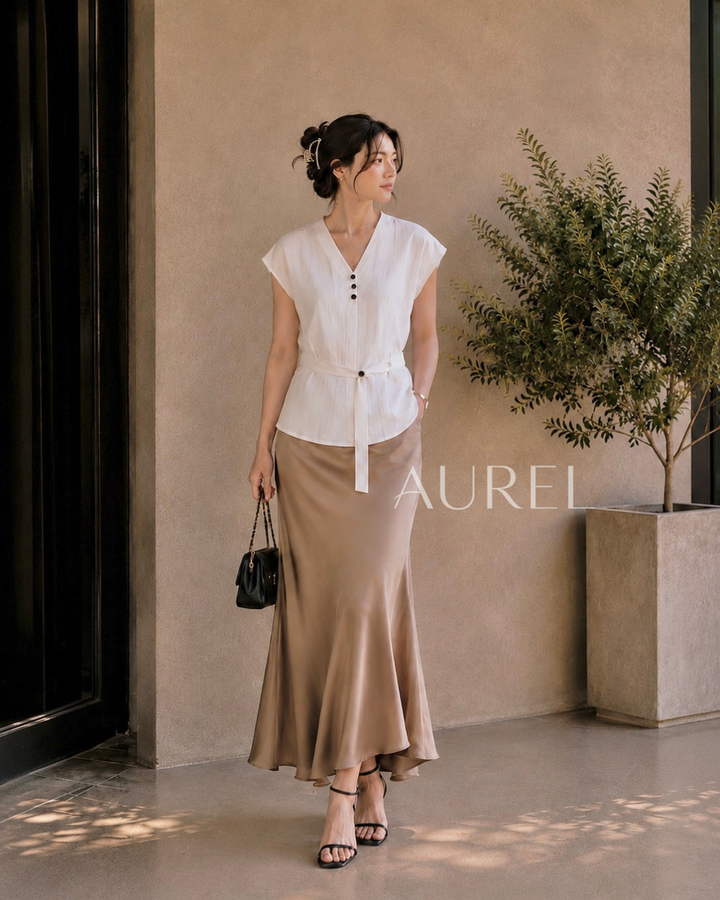 Elise Belted Blouse (White)