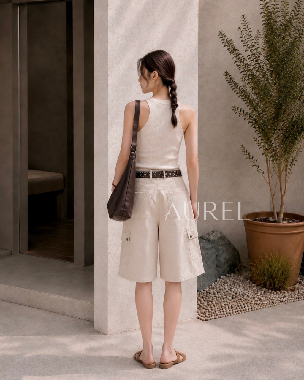 Sienna Utility Bermuda Shorts (Oat Beige)