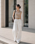 Monre Utility Wide-Leg Pants (White)