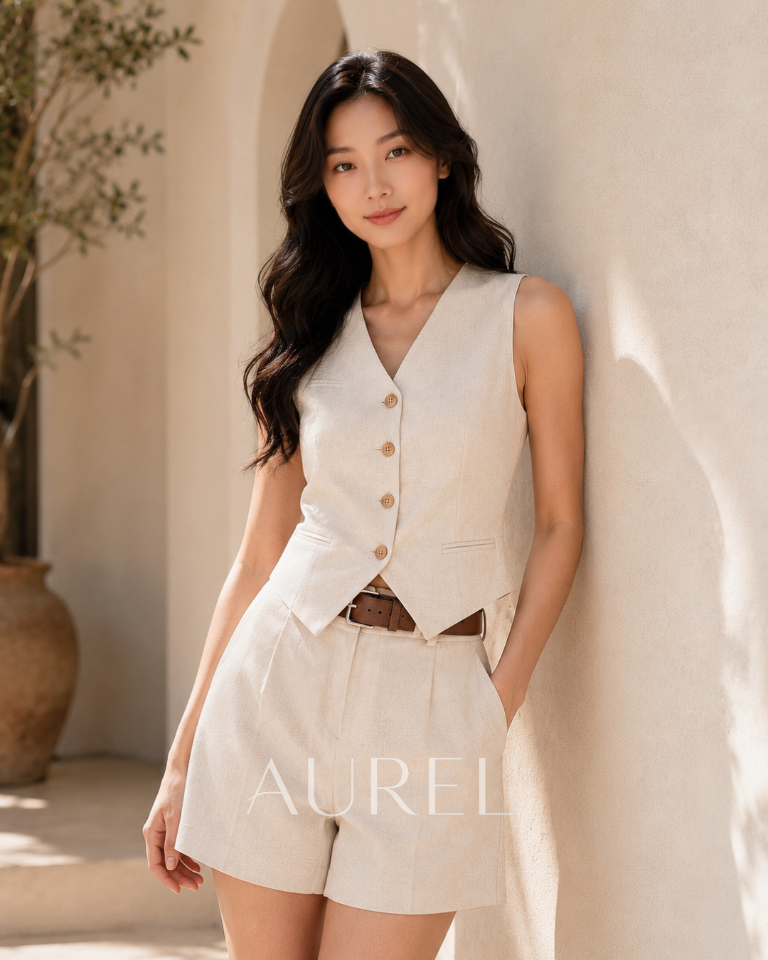 C2960 Colette Vest Set (Cream)
