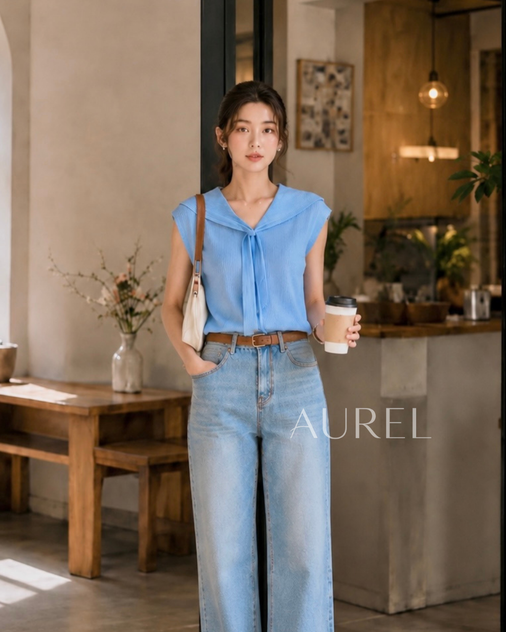 Serena Sailor Knit Top (Blue）
