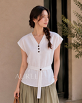Elise Belted Blouse (White)