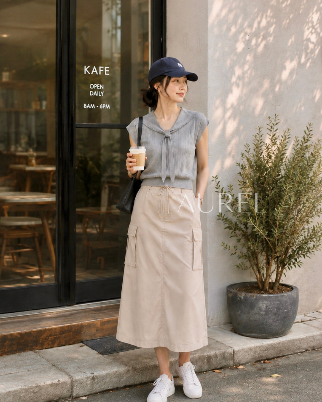 Serena Sailor Knit Top (Grey）