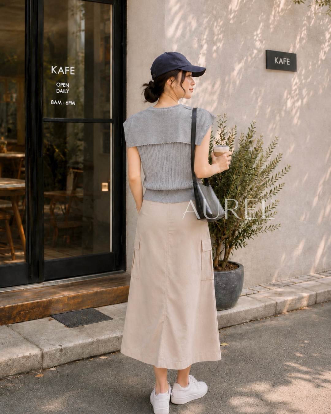 Serena Sailor Knit Top (Grey）