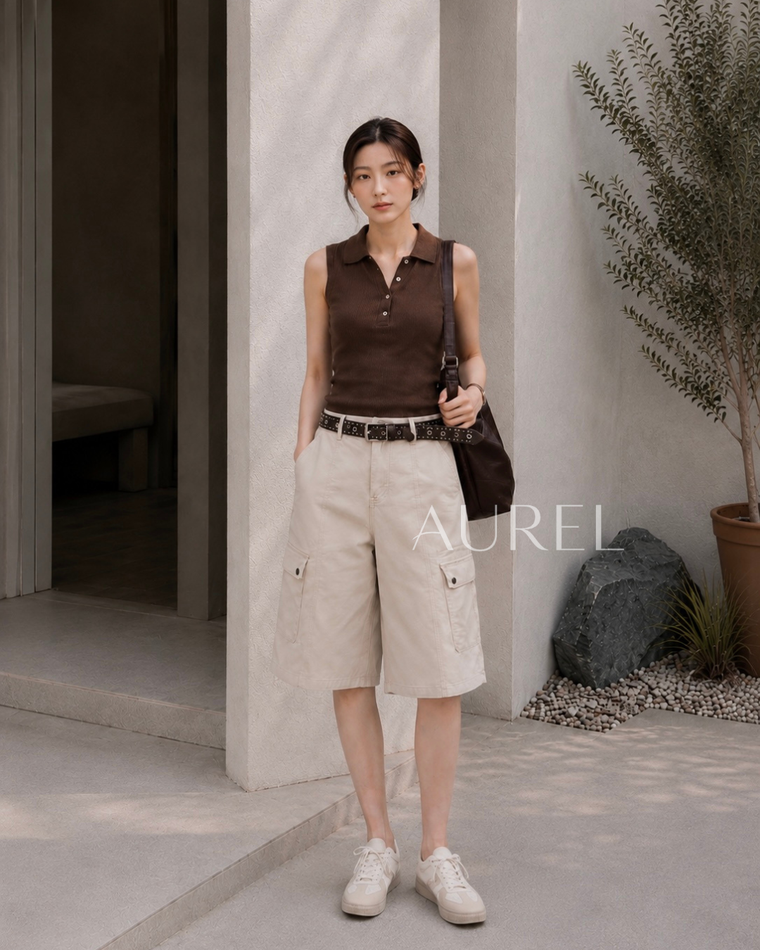 Sienna Utility Bermuda Shorts (Oat Beige)