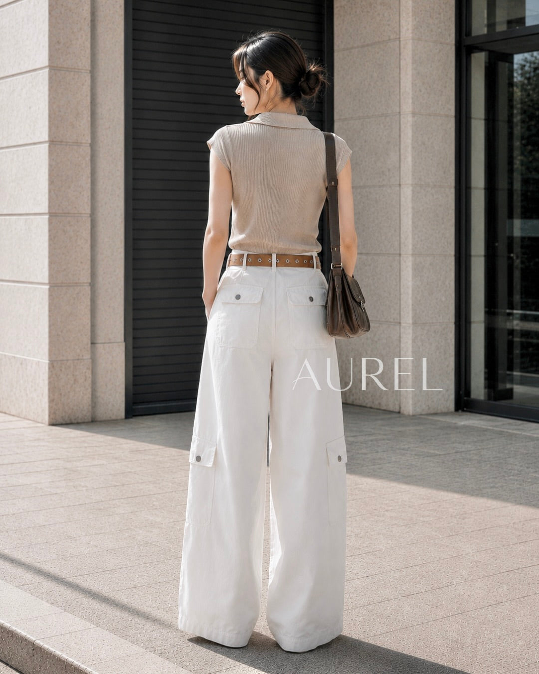 Monre Utility Wide-Leg Pants (White)