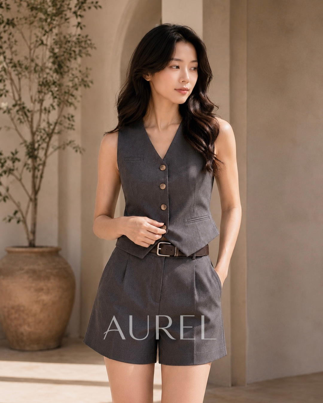 C2960 Colette Vest Set (Gray)