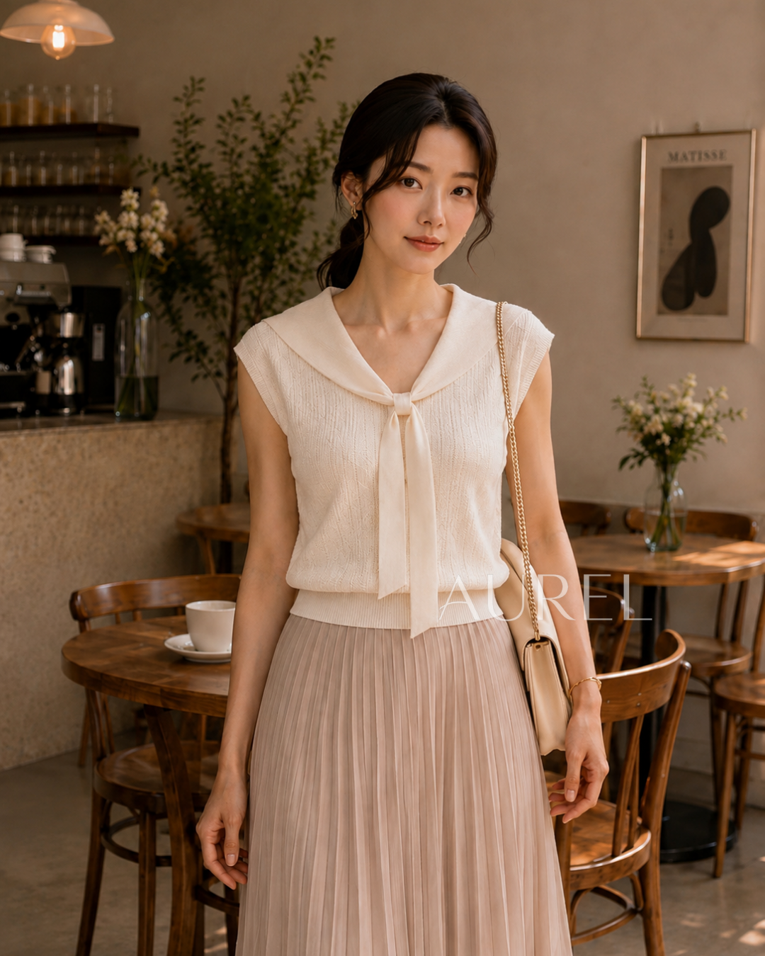 Serena Sailor Knit Top (Ivory）
