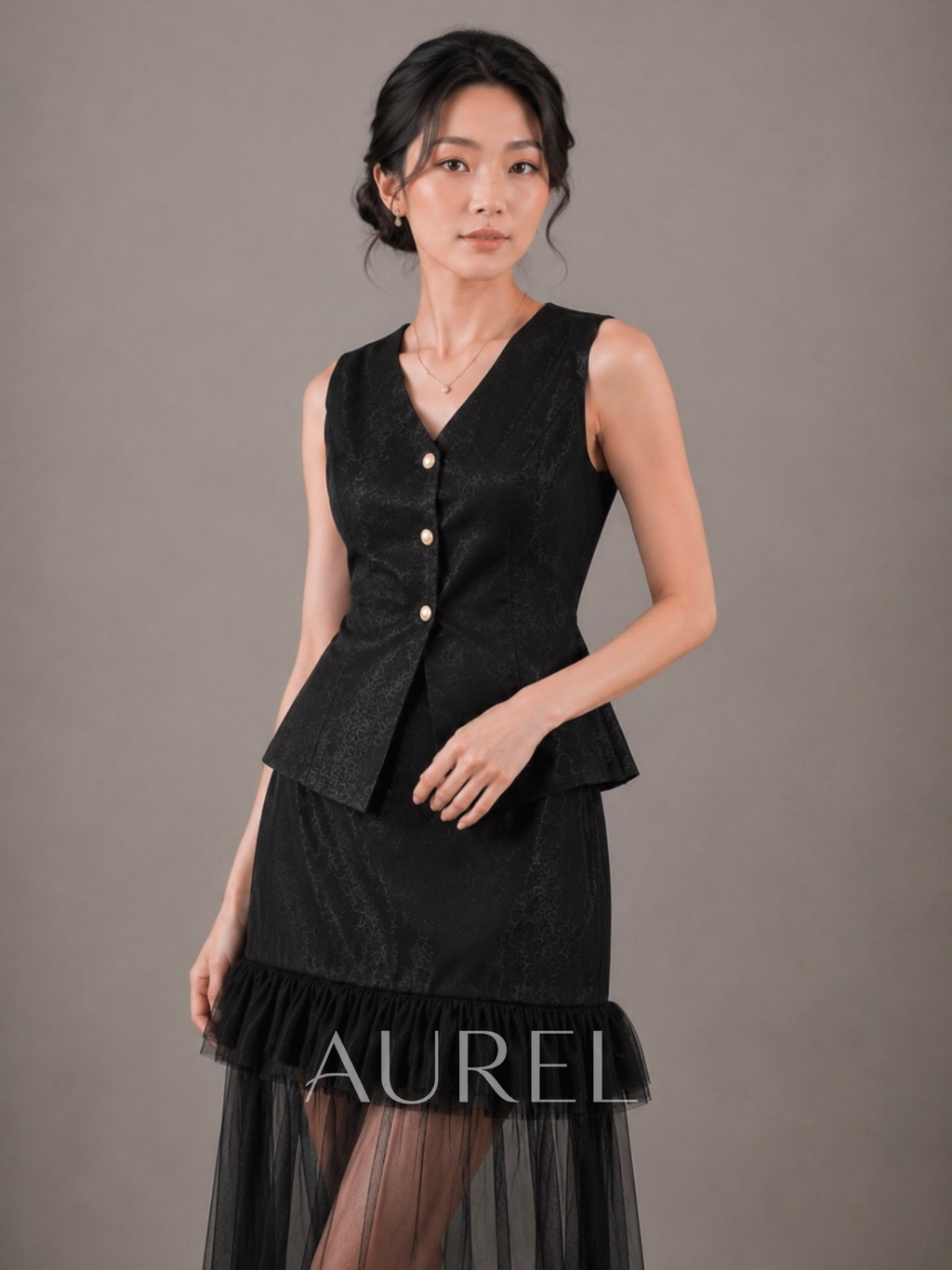 M8053 Aveline Tulle Co-ord Set (Black)