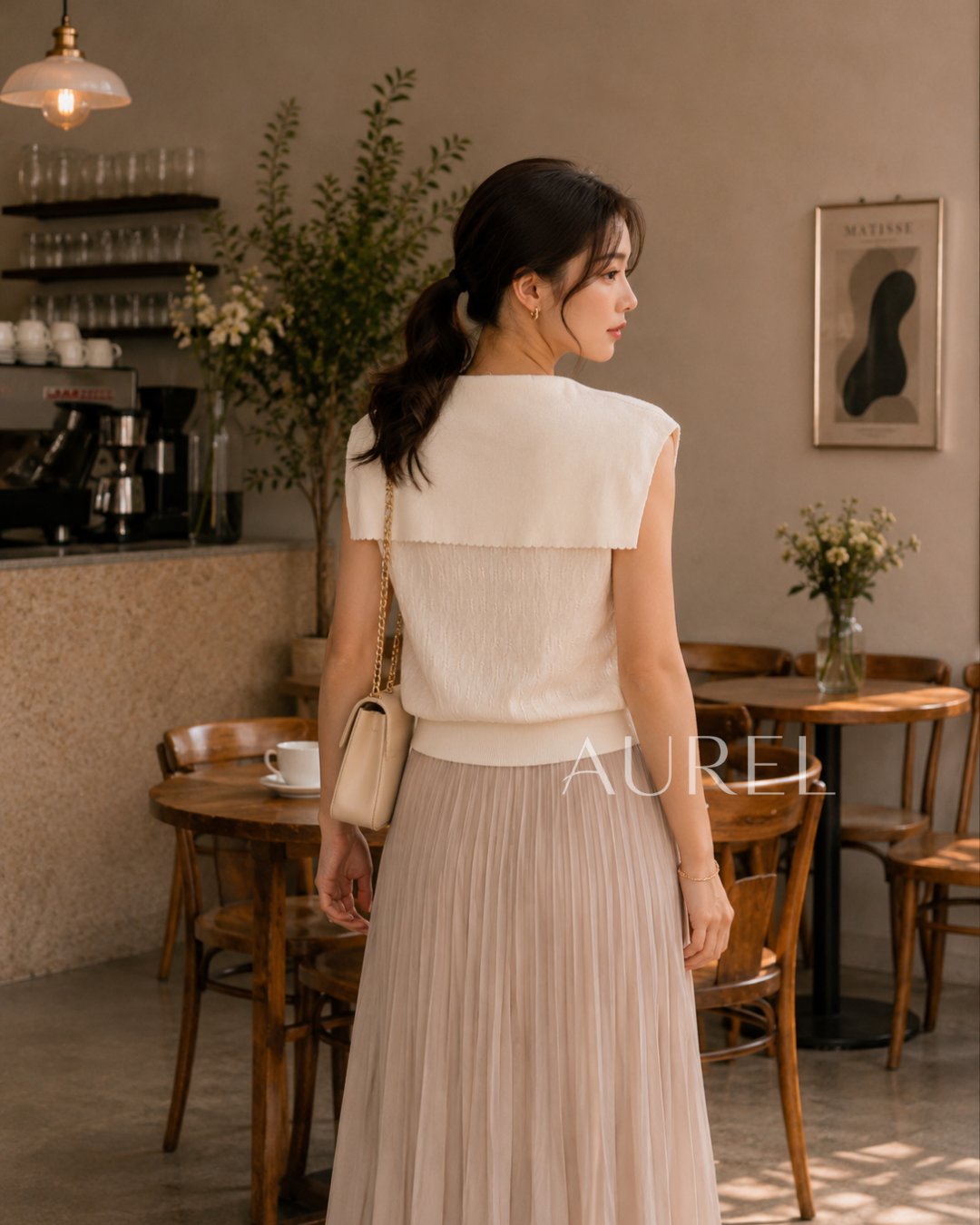 Serena Sailor Knit Top (Ivory）