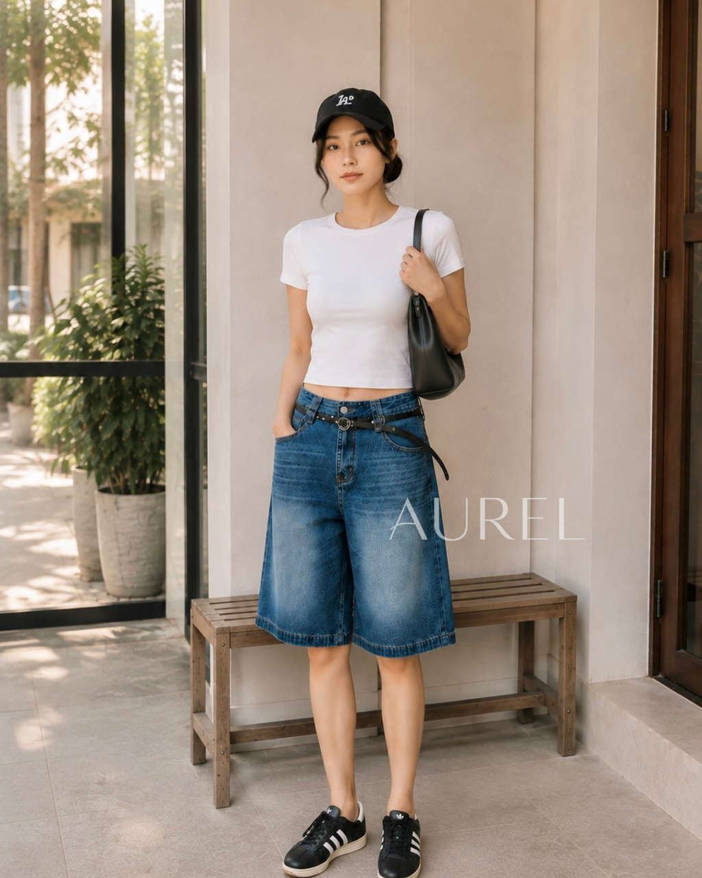 Maren Denim Bermuda Shorts (Navy Blue)