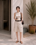 Sienna Utility Bermuda Shorts (Oat Beige)