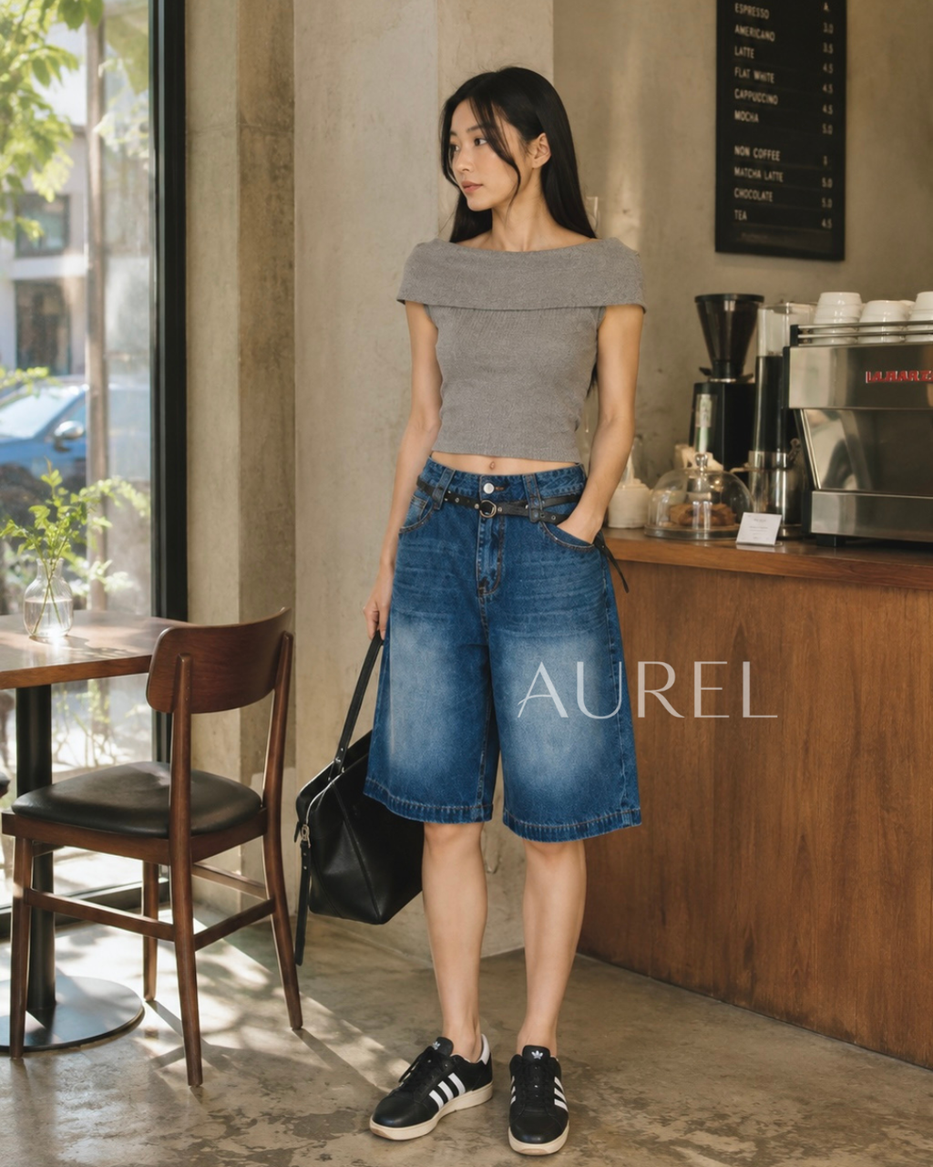 Maren Denim Bermuda Shorts (Navy Blue)