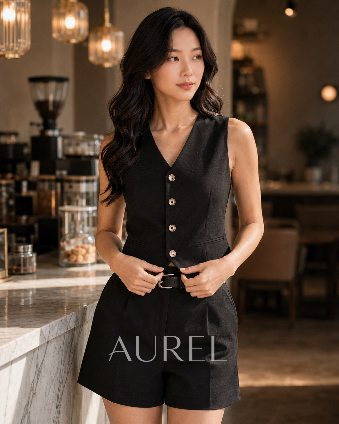 C2960 Colette Vest Set (Black)
