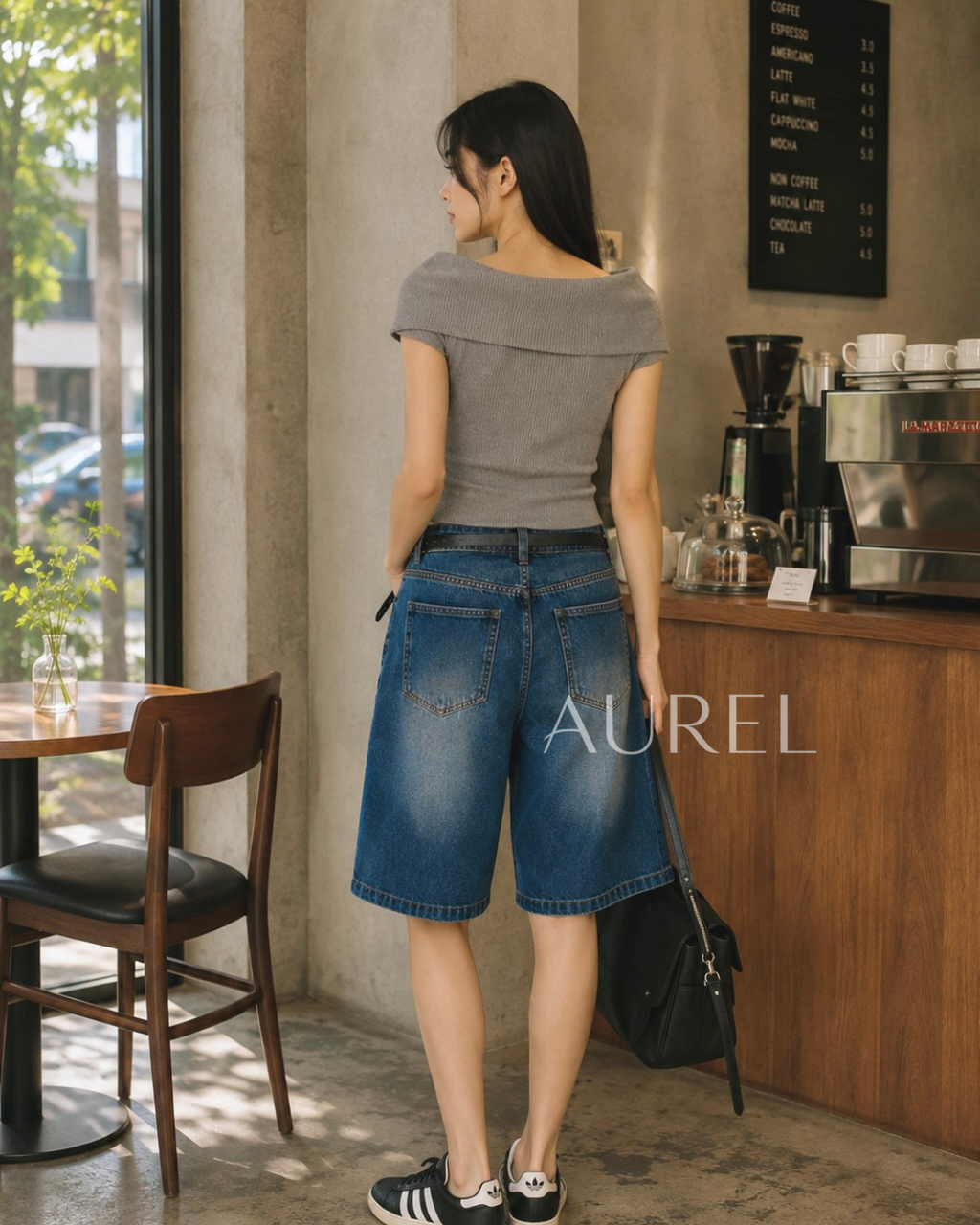 Maren Denim Bermuda Shorts (Navy Blue)