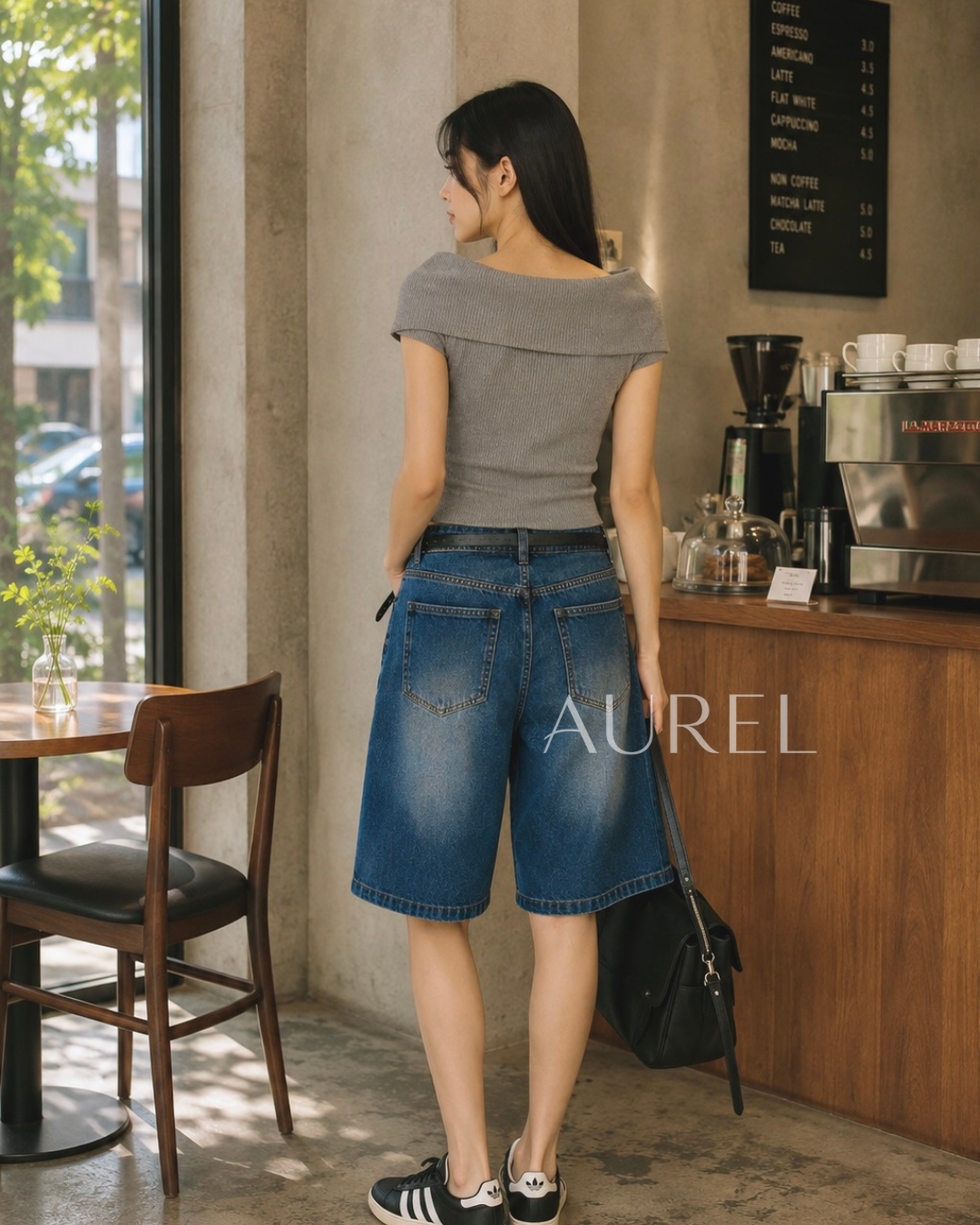 Maren Denim Bermuda Shorts (Navy Blue)