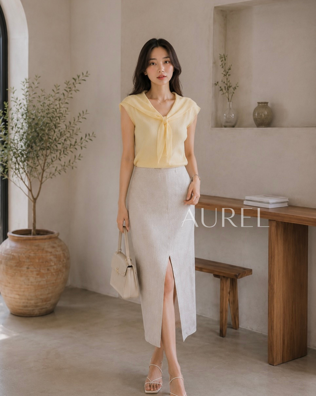 Serena Sailor Knit Top (Yellow）