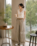 Monre Utility Wide-Leg Pants (Khaki)
