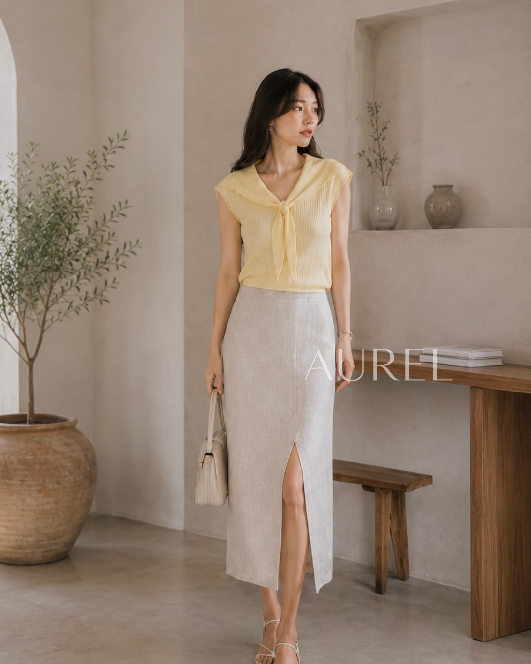 Serena Sailor Knit Top (Yellow）